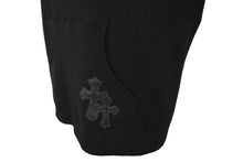 Load image into Gallery viewer, CHROME HEARTS クロムハーツ パーカー ブルオーバーカシミア クロスパッチ フード レザー XS ブラック 美品 中古 66308