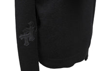 Load image into Gallery viewer, CHROME HEARTS クロムハーツ パーカー ブルオーバーカシミア クロスパッチ フード レザー XS ブラック 美品 中古 66308