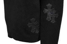 Load image into Gallery viewer, CHROME HEARTS クロムハーツ パーカー ブルオーバーカシミア クロスパッチ フード レザー XS ブラック 美品 中古 66308