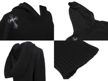 Load image into Gallery viewer, CHROME HEARTS クロムハーツ パーカー ブルオーバーカシミア クロスパッチ フード レザー XS ブラック 美品 中古 66308