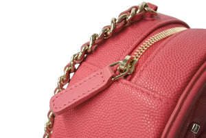 新品同様 CHANEL シャネル CCフィリグリー チェーンショルダーバッグ 29番台 キャビアスキン ココマーク ゴールド金具 ピンク 中古 66312