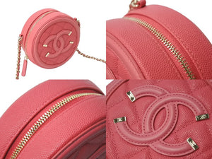 新品同様 CHANEL シャネル CCフィリグリー チェーンショルダーバッグ 29番台 キャビアスキン ココマーク ゴールド金具 ピンク 中古 66312