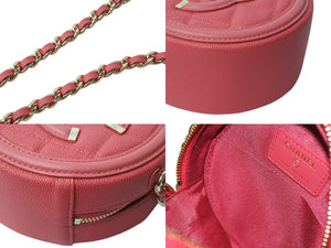 新品同様 CHANEL シャネル CCフィリグリー チェーンショルダーバッグ 29番台 キャビアスキン ココマーク ゴールド金具 ピンク 中古 66312