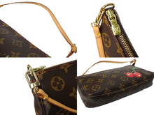 Load image into Gallery viewer, 極美品 LOUIS VUITTON ルイヴィトン 村上隆 モノグラム チェリー ポシェット アクセソワール アクセポ ブラウン ロゴ M95008 中古 66314