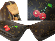Load image into Gallery viewer, 極美品 LOUIS VUITTON ルイヴィトン 村上隆 モノグラム チェリー ポシェット アクセソワール アクセポ ブラウン ロゴ M95008 中古 66314