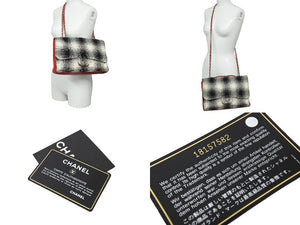 CHANEL シャネル シングルフラップ Wチェーンショルダーバッグ 18番台 ココマーク カーフスキン キャンバス ツイード 美品 中古 66318