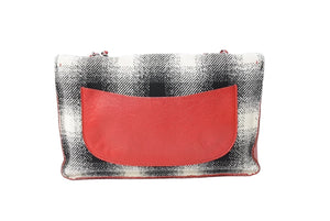 CHANEL シャネル シングルフラップ Wチェーンショルダーバッグ 18番台 ココマーク カーフスキン キャンバス ツイード 美品 中古 66318