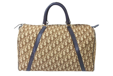 Christian Dior クリスチャンディオール ボストンバッグ 40cm トロッター柄 ブラウン ベージュ キャンバス レザー 良品 中古 66319