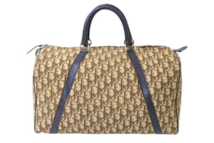 Christian Dior クリスチャンディオール ボストンバッグ 40cm トロッター柄 ブラウン ベージュ キャンバス レザー 良品 中古 66319