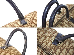 Christian Dior クリスチャンディオール ボストンバッグ 40cm トロッター柄 ブラウン ベージュ キャンバス レザー 良品 中古 66319