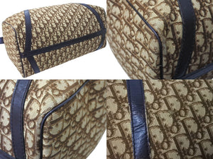 Christian Dior クリスチャンディオール ボストンバッグ 40cm トロッター柄 ブラウン ベージュ キャンバス レザー 良品 中古 66319