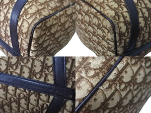 Christian Dior クリスチャンディオール ボストンバッグ 40cm トロッター柄 ブラウン ベージュ キャンバス レザー 良品 中古 66319