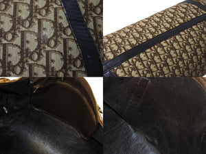 Christian Dior クリスチャンディオール ボストンバッグ 40cm トロッター柄 ブラウン ベージュ キャンバス レザー 良品 中古 66319