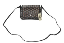 画像をギャラリービューアに読み込む, 新品未使用 GOYARD ゴヤール プリュメ ショルダーバッグ ポーチウォレット ブラック PVC レザー シルバー金具 中古 66325