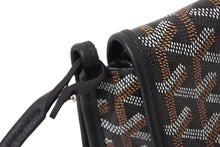 画像をギャラリービューアに読み込む, 新品未使用 GOYARD ゴヤール プリュメ ショルダーバッグ ポーチウォレット ブラック PVC レザー シルバー金具 中古 66325