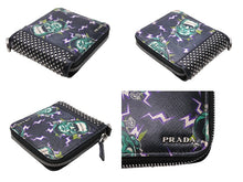 画像をギャラリービューアに読み込む, PRADA プラダ 二つ折り財布 フランケンシュタイン スタッズ 2mo004sasf-ment-zz ブラック グリーン 良品 中古 66329 