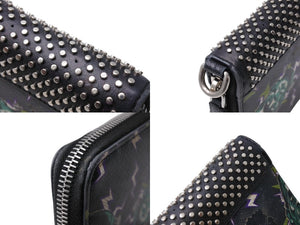 PRADA プラダ 二つ折り財布 フランケンシュタイン スタッズ 2mo004sasf-ment-zz ブラック グリーン 良品 中古 66329 