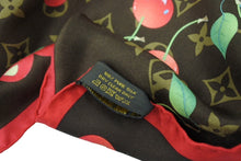 画像をギャラリービューアに読み込む, 新品同様 LOUIS VUITTON ルイヴィトン スカーフ 村上 隆 モノグラムチェリー M71962 シルク ブラウン レッド 中古 66330