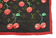 画像をギャラリービューアに読み込む, 新品同様 LOUIS VUITTON ルイヴィトン スカーフ 村上 隆 モノグラムチェリー M71962 シルク ブラウン レッド 中古 66330