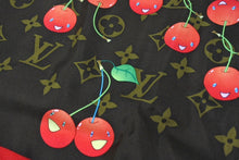 画像をギャラリービューアに読み込む, 新品同様 LOUIS VUITTON ルイヴィトン スカーフ 村上 隆 モノグラムチェリー M71962 シルク ブラウン レッド 中古 66330