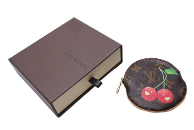 極美品 LOUIS VUITTON ルイヴィトン ポルトモネ ロン コインケース M95043 モノグラムチェリー 村上隆 ゴールド金具 中古 66331