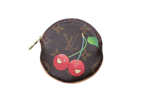 極美品 LOUIS VUITTON ルイヴィトン ポルトモネ ロン コインケース M95043 モノグラムチェリー 村上隆 ゴールド金具 中古 66331