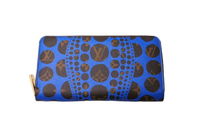 LOUIS VUITTON ルイヴィトン ジッピーウォレット 長財布 M60448 草間彌生 モノグラム パンプキンドット ブルー ブラウン 美品 中古 66332