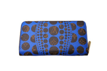 Load image into Gallery viewer, LOUIS VUITTON ルイヴィトン ジッピーウォレット 長財布 M60448 草間彌生 モノグラム パンプキンドット ブルー ブラウン 美品 中古 66332