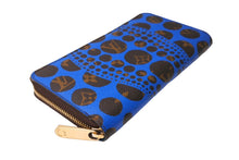 Load image into Gallery viewer, LOUIS VUITTON ルイヴィトン ジッピーウォレット 長財布 M60448 草間彌生 モノグラム パンプキンドット ブルー ブラウン 美品 中古 66332