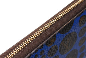LOUIS VUITTON ルイヴィトン ジッピーウォレット 長財布 M60448 草間彌生 モノグラム パンプキンドット ブルー ブラウン 美品 中古 66332