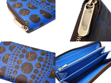 Load image into Gallery viewer, LOUIS VUITTON ルイヴィトン ジッピーウォレット 長財布 M60448 草間彌生 モノグラム パンプキンドット ブルー ブラウン 美品 中古 66332