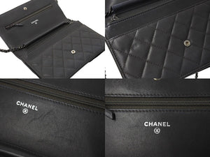 CHANEL シャネル ボーイシャネル チェーンウォレット ショルダーバッグ ラムスキン 21番台 シルバー金具 財布 ココマーク 美品 中古 66338