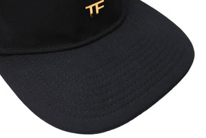 TOM FORD トムフォード COTTON CANVAS TF BASEBALL CAP キャップ ベースボールキャップ ブラック ゴールド金具 美品 中古 66339