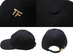 TOM FORD トムフォード COTTON CANVAS TF BASEBALL CAP キャップ ベースボールキャップ ブラック ゴールド金具 美品 中古 66339