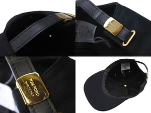TOM FORD トムフォード COTTON CANVAS TF BASEBALL CAP キャップ ベースボールキャップ ブラック ゴールド金具 美品 中古 66339