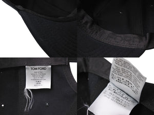 TOM FORD トムフォード COTTON CANVAS TF BASEBALL CAP キャップ ベースボールキャップ ブラック ゴールド金具 美品 中古 66339