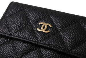 極美品 CHANEL シャネル タイムレス クラシックライン コンパクトウォレット 財布 マトラッセ ココマーク キャビアスキン 中古 66340
