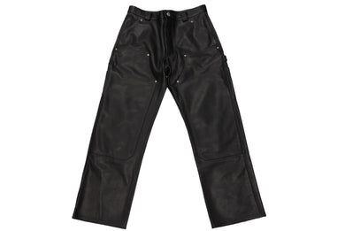 未使用 CHROME HEARTS クロムハーツ 24年完売 カーペンター ダブルニー レザーパンツ ブラック SV925 サイズ34 中古 66352 
