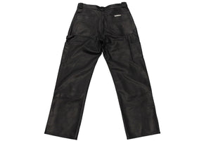 未使用 CHROME HEARTS クロムハーツ 24年完売 カーペンター ダブルニー レザーパンツ ブラック SV925 サイズ34 中古 66352 
