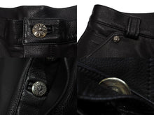 画像をギャラリービューアに読み込む, 未使用 CHROME HEARTS クロムハーツ 24年完売 カーペンター ダブルニー レザーパンツ ブラック SV925 サイズ34 中古 66352 