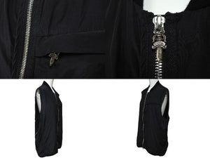 CHROME HEARTS クロムハーツ PAPA V2 ベスト サイズL ダガージップ スクロールタグ シルク コットン シルバー925 美品 中古 66353