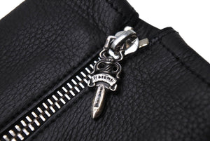 極美品 CHROME HEARTS クロムハーツ DGR ZIP GROVE ダガージップ レザー グローブ 手袋 ブラック シルバー金具 サイズ8 中古 66360
