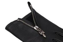 Load image into Gallery viewer, 極美品 CHROME HEARTS クロムハーツ DGR ZIP GROVE ダガージップ レザー グローブ 手袋 ブラック シルバー金具 サイズ8 中古 66360