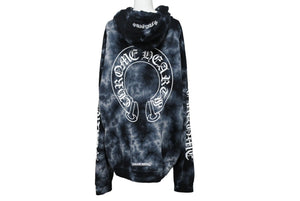 極美品 ChromeHearts クロムハーツ タイダイ柄ホースシュープリントプルオーバーパーカー ブラック サイズL 中古 66371