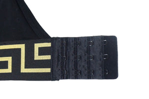 VERSACE ヴェルサーチ ブラトップ グレカ ボーダー トライアングル ブラレット ブラック ゴールド 美品 中古 66374 