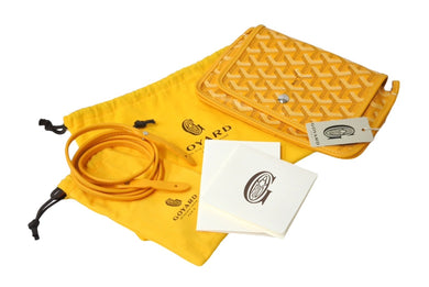 新品未使用 GOYARD ゴヤール プリュメ ポーチウォレット 二つ折り財布 PLUMETPMLTY08CL08P イエロー シルバー金具 中古 66379