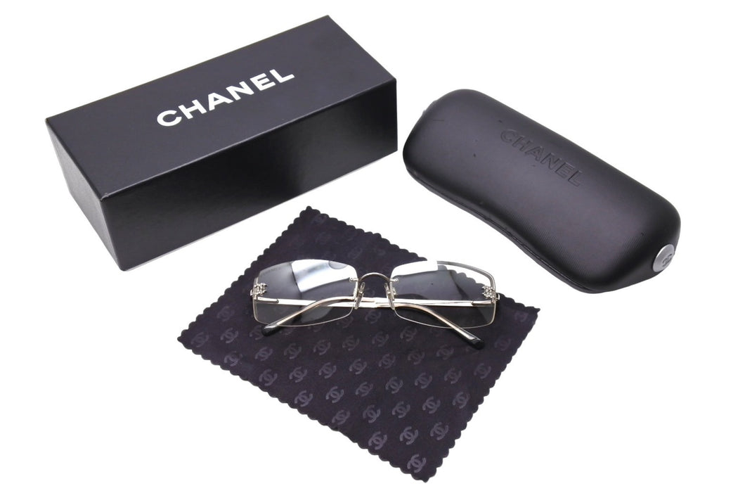 CHANEL シャネル サングラス メガネ リムレス ココマーク 4093 イタリア製 メタル ラインストーン サイズ56□16 美品 中古 66383