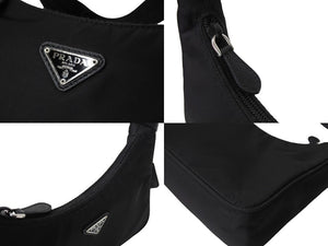 PRADA プラダ ホーボー RE-EDITION 2000 ホーボー ハンドバッグ トライアングル ブラック ナイロン ロゴロゴ 1NE515 美品 中古 66392 