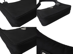 PRADA プラダ ホーボー RE-EDITION 2000 ホーボー ハンドバッグ トライアングル ブラック ナイロン ロゴロゴ 1NE515 美品 中古 66392 