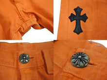 Load image into Gallery viewer, ChromeHearts クロムハーツ ギャラリーデプト リーバイス クロスパッチフレアデニムパンツ オレンジ サイズ28 美品 中古 66398